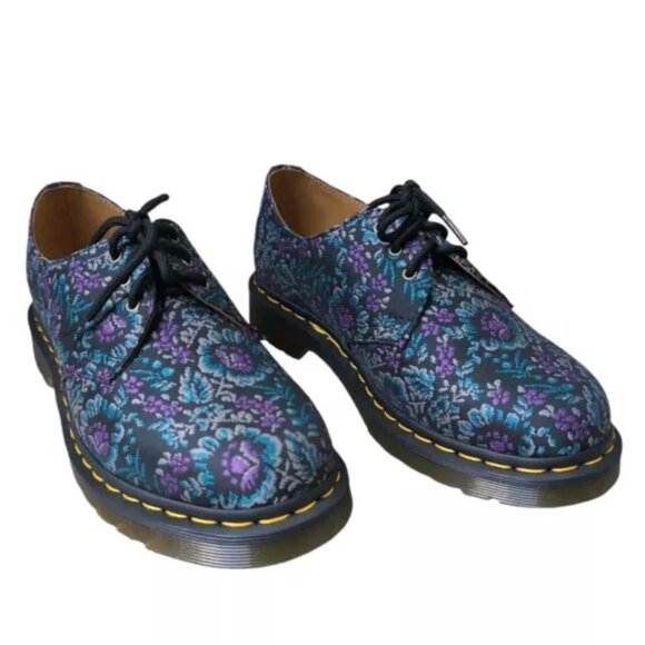 $150 Dr Martens 1461 Floral Jacquard Oxford Shoes Sz 5 Womens Black Purple Blue - Picture 2 of 9
